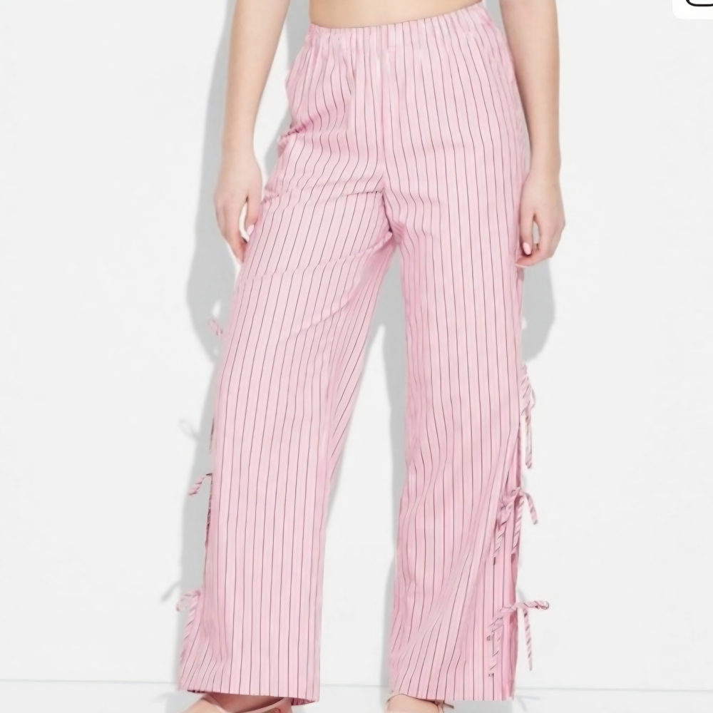 wild fable Pink and White Striped Bow Ties Down The SIDE Cargo Style Pants